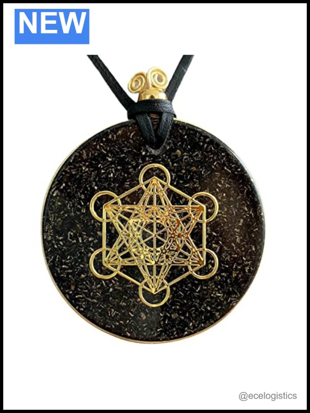 Handmade Orgonite Metatron's Cube Pendant Necklace Quartz Shungite Black